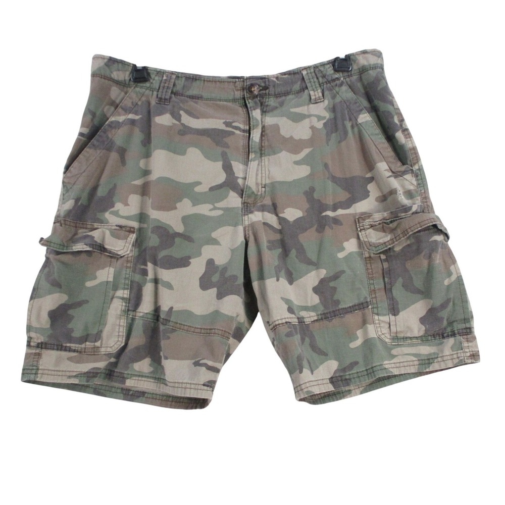 Regal Exchange Mens Camo Cargo Shorts Green Brown Size 38 Woodland Camouflage